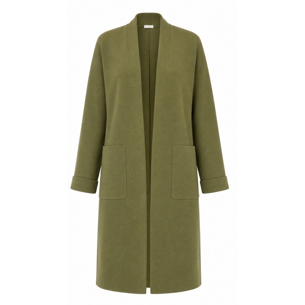Aritzia Babaton Olive Green Long Open Front Duster Cardigan Ecovero Sz XS